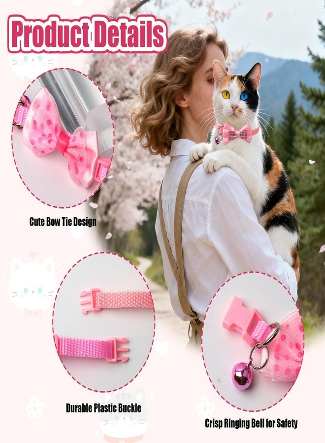 LUSTRIB 3 Pcs Pink Small Dog Collar Girl, XS Dog Collar with Cute Bow Tie & Adjustable Buckle, Soft Nylon Extra Small Dog Collar for Neck 7.5-12.5 Inch, for Tiny Puppy and Cat - Image 3